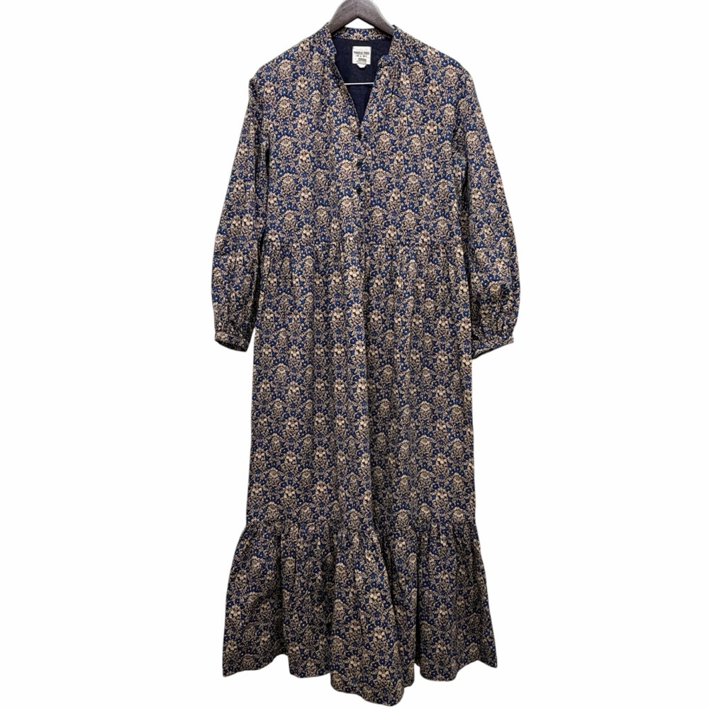 People Tree V&A Millefleur Print Maxi Blue Dress Size 8